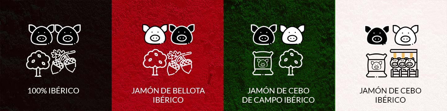 etiquetado jamones por color del precinto: negro, rojo, verde, blanco