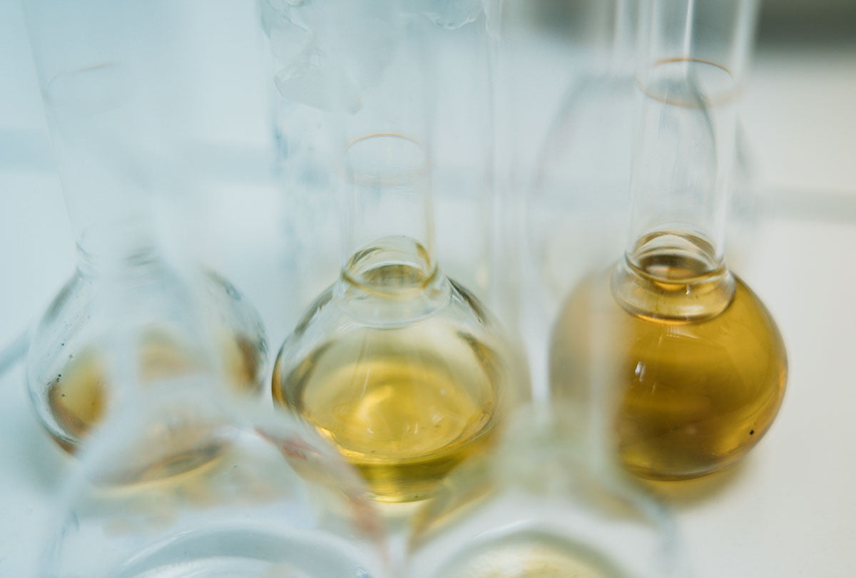 laboratorio con tests de aceites de oliva diferentes